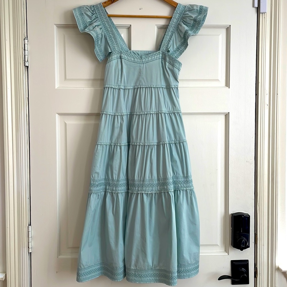 Aqua Flutter Sleeve Midi